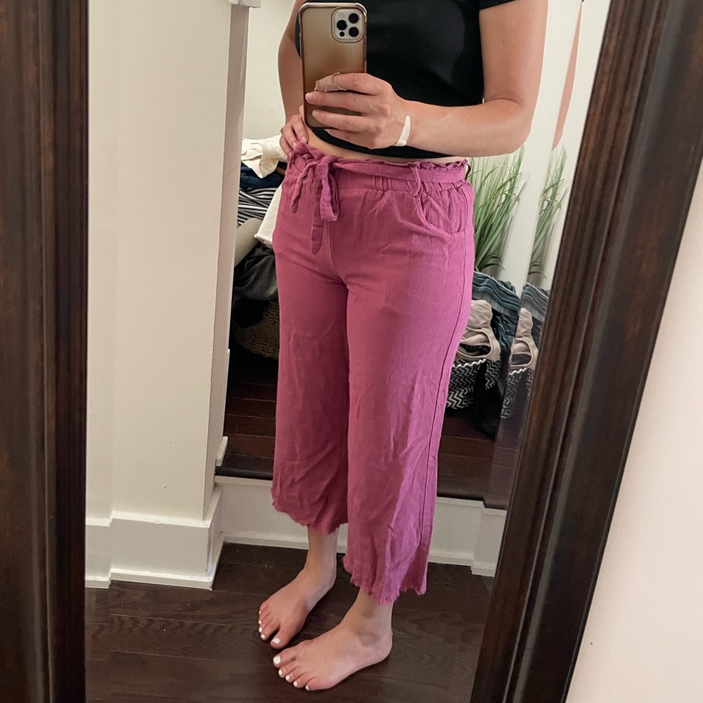 Blue Blush Pink Linen Pants-Size M